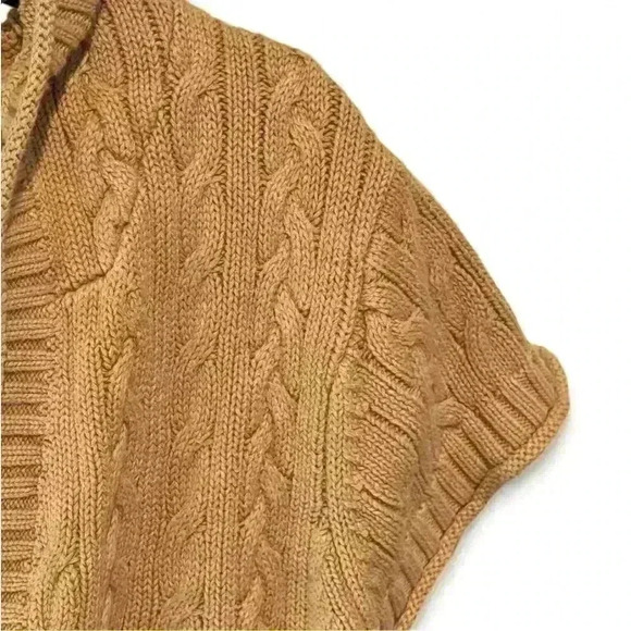 Vintage Jimmy Z Women's Brown Cable Knit Hooded Sweater Size Lg Short Sleeve - Picture 2 of 7